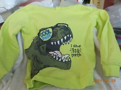 Lime green size 6 Kids Headquarters long sleeve dinosaur hooded sweat shirt - Image 1 of 4