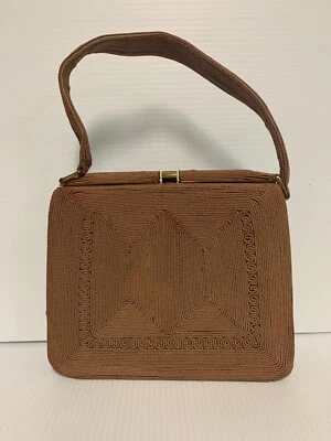 复古 1940 年代,CORDE 棕色串珠手提包,英国制造 — 第 1/4 张图片