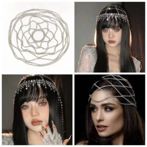 Crystal Rhinestone Hairband Starry Shiny Head Chain Boho Headband For Women Girl - Picture 1 of 14
