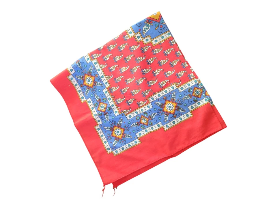 Vintage 80's Red Primary Colors Paisley Banana/ Scarf Made In USA - Image 1 of 4