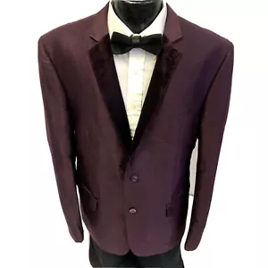 Vinci Purple SHARKSKIN Sport Coat VELVET Trim Jacket SILVER FLECK Formal Blazer - Picture 1 of 6