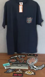 HARLEY DAVIDSON Pocket T-Shirt and 9 Assorted Emblems NEW - Picture 1 of 8