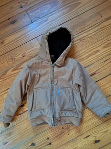 Carhartt Jacke Jungen 3T braun gesteppt gefüttert Kapuze Jugend Kinder Mantel - Bild 1 von 2