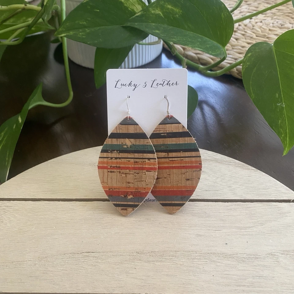 Handmade Leather Earrings - Genuine Leather & Sterling Silver Hooks - Jewelry - Image 1 of 1