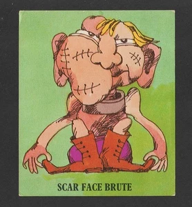 RARE NABISCO VITA-BRITS MONSTER BRUTES FAMILY CEREAL CARD - SCAR FACE BRUTE - Foto 1 di 2