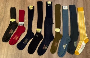 9 pares de calcetines de vestir de nailon vintage nuevos de stock antiguo para hombre - Imagen 1 de 19