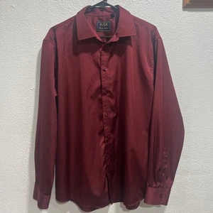 Flex Button-Up Herren Oberhemd Weinrot Größe L Italy - Bild 1 von 9