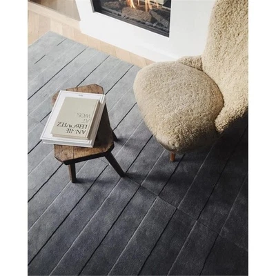 Handgetufteter nordischer Knoten Design moderner einfarbiger grauer Vorleger ... - Bild 1 von 4