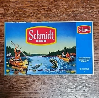 Schmidt Beer Indian In Canoe Flat Metal Advertising Sheet Sign Unrolled Can - Image 1 of 4
