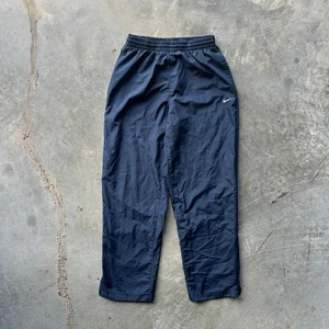 Vintage Nike Track Pants Mens Medium Navy Blue Y2k Drill Nylon Streetwear Swoosh - Picture 1 of 10
