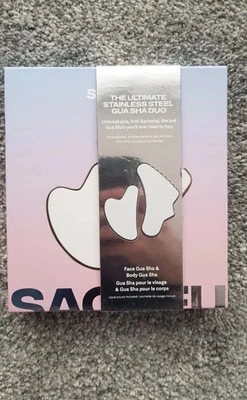 SACHEU THE ULTIMATE STAINLESS STEEL GUA SHA DUE FACE & BODY WORTH £70