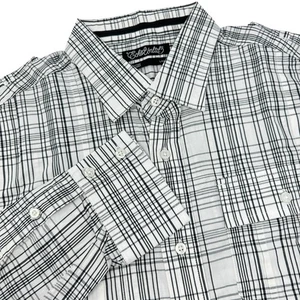 ECKO UNLTD Black White Plaid Long Sleeve Button Up Dress Hip Hop Shirt NWT Large - Picture 1 of 12
