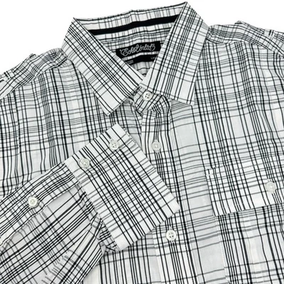 ECKO UNLTD Black White Plaid Long Sleeve Button Up Dress Hip Hop Shirt NWT Large - Image 1 of 4