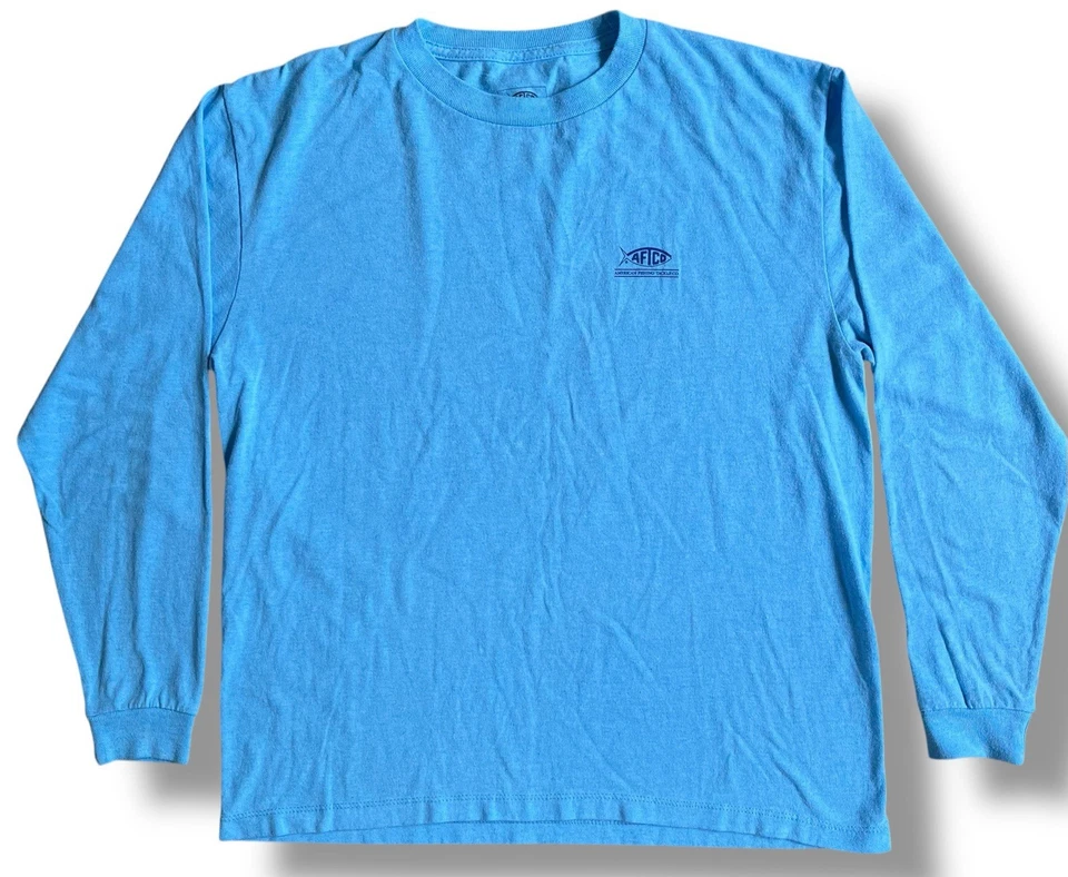 AFTCO 钓鱼衬衫女式 XL 灰色长袖渔具图形性能 — 第 1/4 张图片