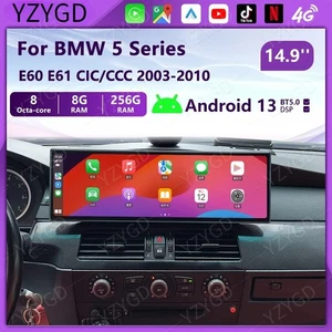 14.9'' Car Radio For BMW 5 Series E60/E61 CIC/CCC 2003-2010 CarPlay Screen GPS - Picture 1 of 28