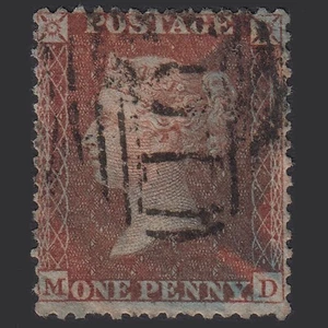 F11_21 GB QV 1856 1d PLATE 31 SG29-C8(1) MD GU BRADFORD 107 EXPERIMENTAL BLUEING - Picture 1 of 2
