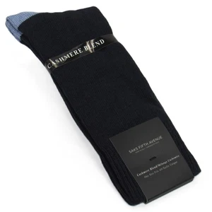 Calcetines de vestir para hombre SAKS FIVE AVENUE mezcla de cachemir azul marino hechos en Italia talla única - Imagen 1 de 3
