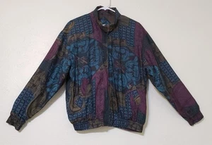 O'Kief & O'kief Women's 100% Silk Jacket Windbreaker Small Burgundy Blue Brown - Picture 1 of 11