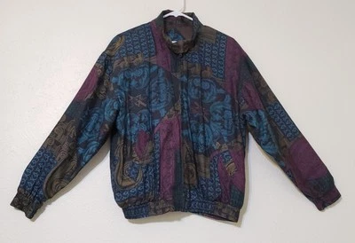 O'Kief & O'kief Women's 100% Silk Jacket Windbreaker Small Burgundy Blue Brown - Image 1 of 4