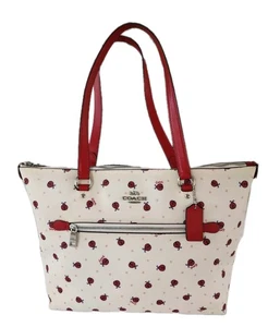 Coach Gallery Tote Shoulder Bag Chalk with Red Ladybug Print - HTF Excellent! - Picture 1 of 15