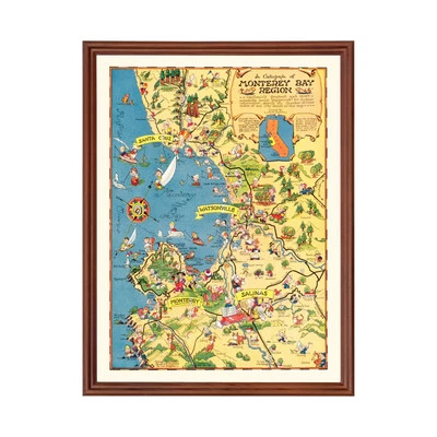 Old Map of Monterey Bay, CA 1933 - Vintage Monterey Bay Cali - Image 1 of 4