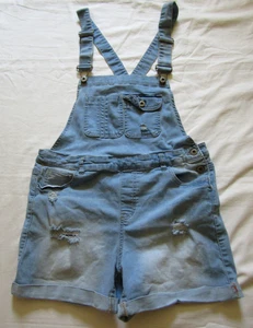 Wax Jean Short Cuffed Denim Bib Overalls, sz XL - Distressed (33" x 4") - Picture 1 of 8