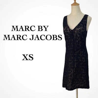 Vestido Marc by Marc Jacobs Algodón Nylon Sin Mangas Encaje Línea A Negro Forrado XS Foto 1 de 4