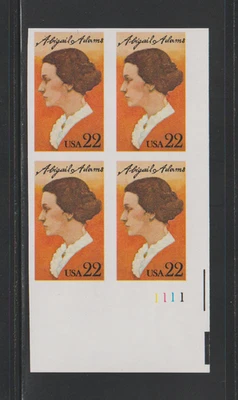 US ERROR Stamps #2146a Abigail Adams: IMPERF Plate Block of 4. MNH $400.+ - Image 1 of 2
