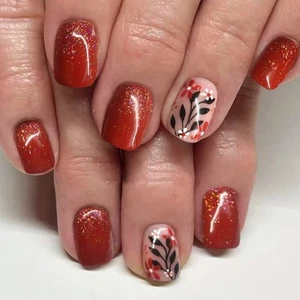 Popular On Fingertips Red Brown Comfortable Fake Nail For Everyday Use - Picture 1 of 8