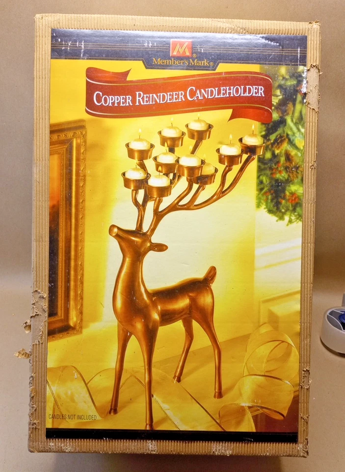 Copper Reindeer Candelabra Candle Holder Holiday Christmas 19" Made In India - Image 1 of 4