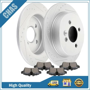 Rear Brake Discs Rotors and Ceramic Pads Set Fits MINI Cooper 2007-2015 Slotted - Picture 1 of 11