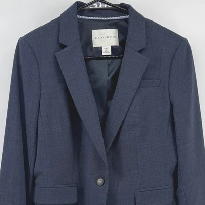 Chaqueta Blazer Banana Republic Mujer Azul Marino Elastizada Pequeña 10P Mezcla Lana Foto 1 de 4