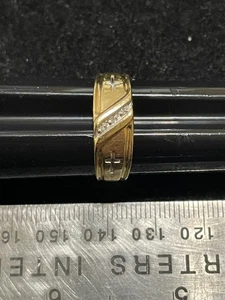 10k Men's Solid Gold Band Crosses Size 9.5 - Picture 1 of 6