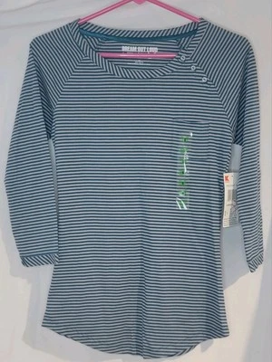 Dream Out Loud T-Shirt Juniors Small Selena Gomez Brand Green Gray Striped VTG - Image 1 of 4