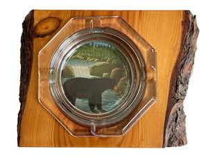 Vintage Ash Tray Black Bear Real Wood Charlevoix Michigan - Picture 1 of 7