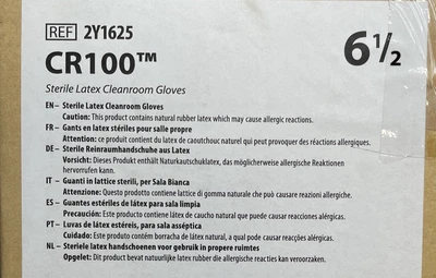 Cleanroom Gloves Cardinal Health CR100 Size: 6.5 Sterile Latex  2Y1625 Qty 25 pr - Image 1 of 4