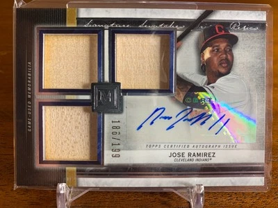 Jose Ramirez 2020 SSTA-JR Signature Swatches Triple Relic Patch Auto /199 CLE - Image 1 of 2
