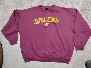 CMU Central Michigan University Sweatshirt XXL Maroon OVB Old Varsity Brand  - Picture 1 of 4