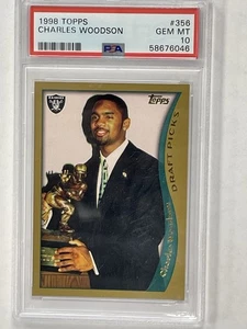 1998 Topps Charles Woodson Rookie #356 Oakland Raiders RC PSA 10 Gem Mint - Picture 1 of 2