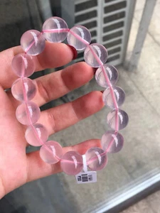 Brazalete Brazalete 15mm Cristal Cuarzo Rosa Natural Piedras Preciosas Joyería Madagascar - Imagen 1 de 2