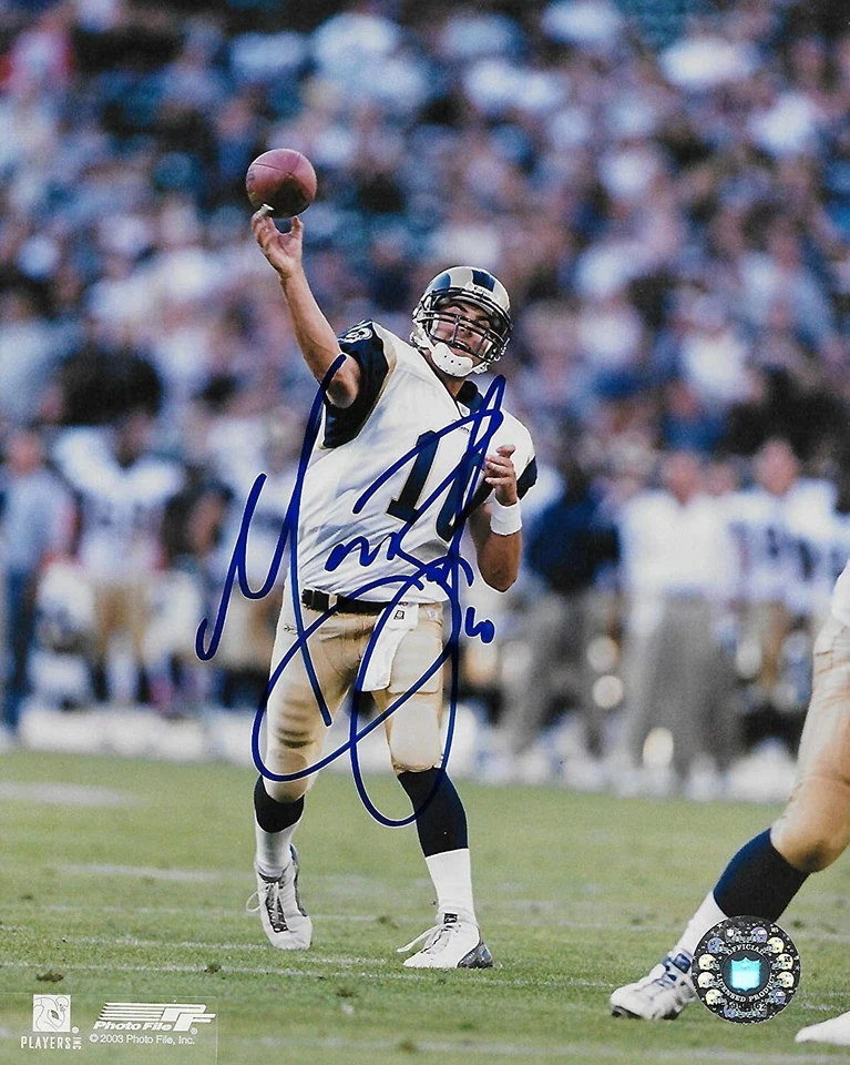 Foto firmada autografiada por Marc Bulger de los St Louis Rams de fútbol 8x10 certificado de autenticidad. Foto 1 de 1