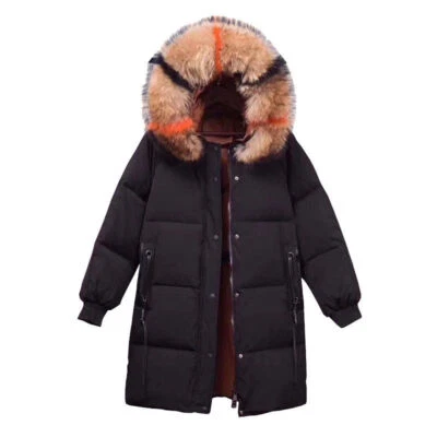 Women 90 duck down Slim Fit coat parkas fur collar hooded thicken Winter outwear - Image 1 of 4