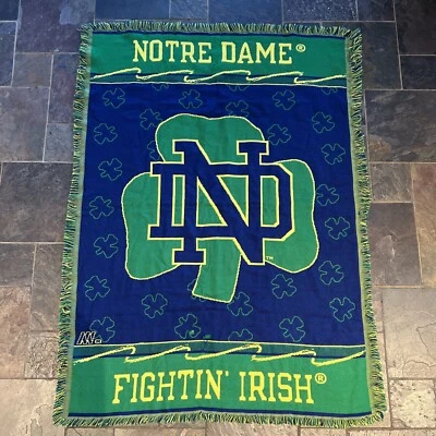 NCAA University of Notre Dame Fighting Irish Woven Throw Blanket 60”x43” - Image 1 of 4
