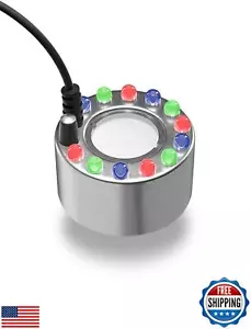 alizzy 12 LED Ultrasonic Mist Maker, Indoor Fountain Water Feature Pond Porta - Picture 1 of 5