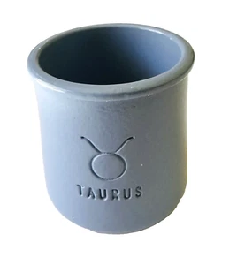Limited Edition La Fermiere TAURUS Zodiac Periwinkle Blue Terra Cotta Pot - Picture 1 of 4