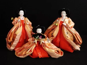 Hina dolls Three official ladies Japanese dolls, luxurious high-class hina dolls - Picture 1 of 10