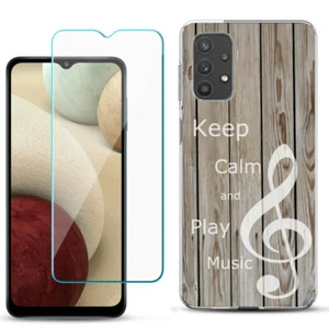 Slim Case for Samsung Galaxy A32 5G, w/ Tempered Glass - Wood/Music - Picture 1 of 2