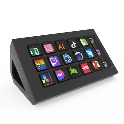 Customizable Stream Deck For Streaming And Gaming 15 Keys Wired USB PC Black - Image 1 of 4