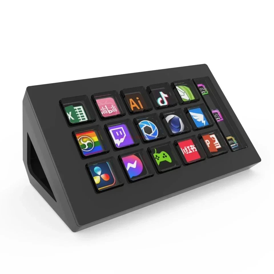 Customizable Stream Deck For Streaming And Gaming 15 Keys Wired USB PC Black - Image 1 of 4