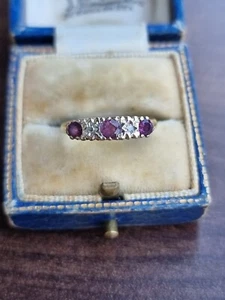 Antique ring ruby and diamond Yellow Gold Nice Hallmarks Beautiful Ring SALE ON - Picture 1 of 3
